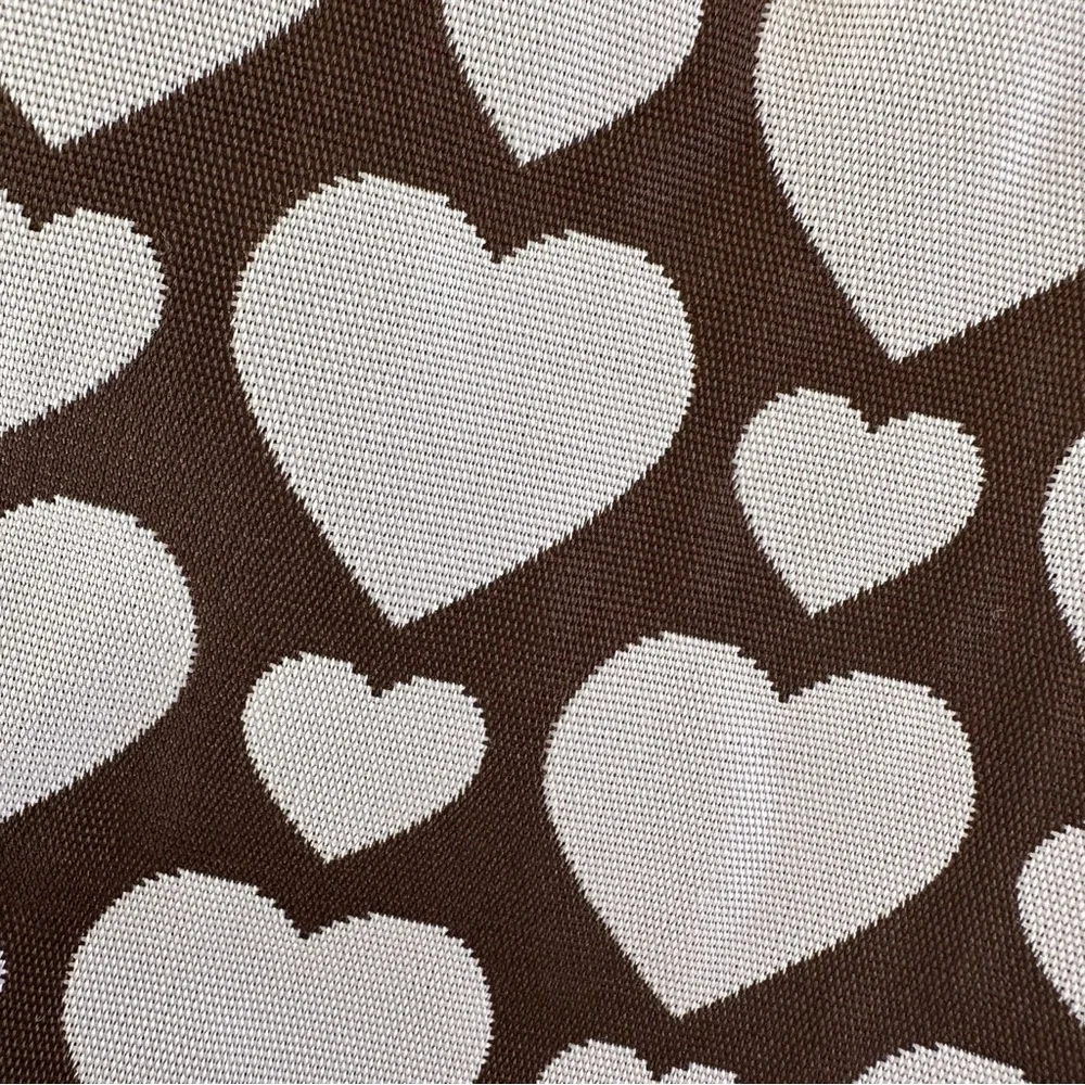 Stephanie Johnson Brown and Pale Pink Heart ML Traveler Cosmetics Case